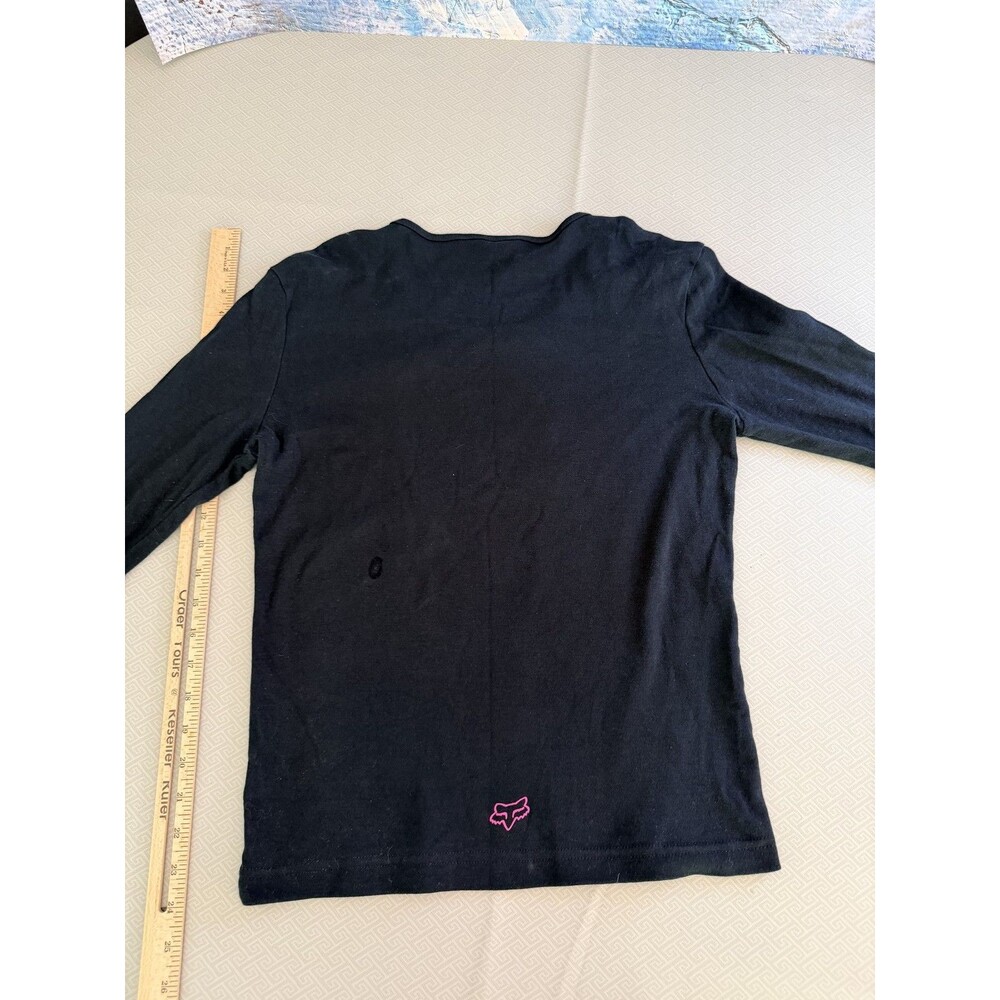 Fox Racing Girl Long Sleeve T-Shirt Women's Black Graphic Print Pullover Top - Picture 8 of 9